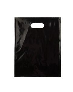 H1215BK1 Black Die Cut Handle Shopping Bags - 12" x 15"