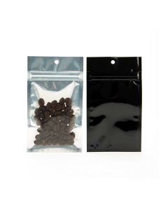 HZBB3CB Zip Top Hanging  Bag – Clear Front/Black Back – 3” x 4 ½”