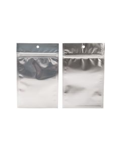 HZBB4S Zip Top Hanging Bag – Clear Front/Silver Back – 3 5/8” x 5”