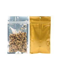 HZBB5CG Zip Top Hanging  Bag – Clear Front/Gold Back – 4” x 6 ½”