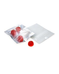 HZBB9CW Zip Top Hanging  Bag – Clear Front/White Back – 2” x 2”