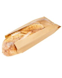 KBB3 Kraft Bread Bag with Window - 5 1/2" x 1 5/8" x 13"
