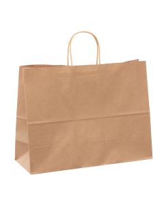 KPHB1619 Kraft Paper Handle Bags - 16" x 6" x 12 1/2"