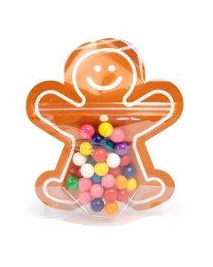 SP7GZ Gingerbread Man Shaped Zipper Pouch - 6 13/16" x 3" x 8 1/8"