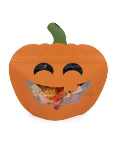 SP7JZ  Jack-O-Lantern Shaped Zipper Pouch - 7 3/8" x 3" x 7 1/2"