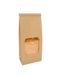 TTW2K  Kraft Tin Tie Bag with Window - 4 1/4" x 2 1/2" x 10 1/2"
