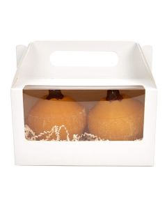 WGWG173 White Paper Handle Box with Window - 7" x 4" x 4"