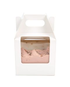WGWG57 White Paper Handle Box with Window - 4" x 4" x 4"