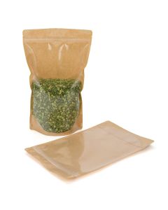 ZBGKC4 Kraft Backed Stand Up Zipper Pouch with clear lining – 6 ¾” x 3 ½” x 11 ¼”