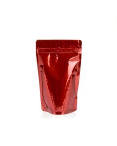 ZBGM3R Metallized Red Stand Up Zipper Pouch – 5 1/8” x 3 1/8” x 8 1/8”