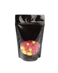 ZBGO4B Black Oval Window Stand Up Zipper Pouch – 6 ¾” x 3 ½” x 11 ¼”