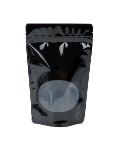 ZBGO5B Black Oval Window Stand Up Zipper Pouch – 8 ¼” x 3 ½” x 11 ½”