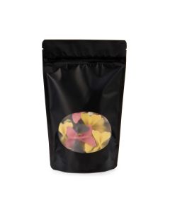 ZBGO7MB Matte Black Oval Window Stand Up Zipper Pouch – 5 7/8” x 3 ½” x 9 1/8”