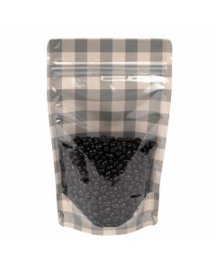 ZBGSW3BP Specialty Stand Up Zipper Pouch White & Black Plaid Kraft - 5 1/8" x 3 1/8" x 8 1/8"