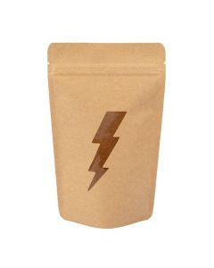 ZBGSW3LB Specialty Stand Up Zipper Pouch Kraft Lightning Shaped Window - 5 1/8" x 3 1/8" x 8 1/8"