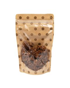 ZBGSW3SDG Specialty Stand Up Zipper Pouch Gold Dots and Stripes Kraft - 5 1/8" x 3 1/8" x 8 1/8"