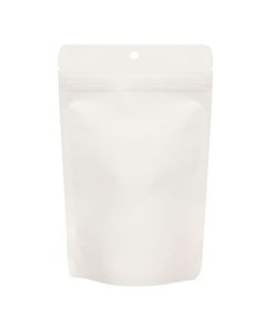 ZBGEK3W White Kraft Eco Stand Up Zip Pouch - 5 1/8" x 3 1/8" x 8 1/8"