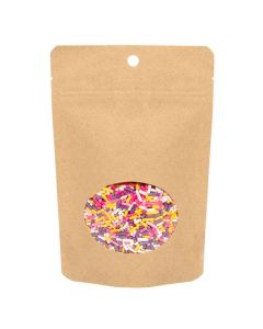 ZBGEO2K  Kraft Eco Zip Pouch with Oval Window - 4" x 2 3/8" x 6"