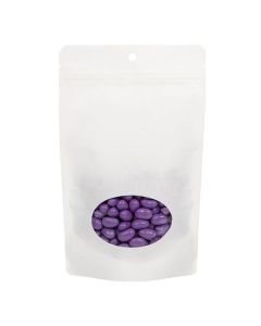 ZBGEO3W White Kraft Eco Zip Pouch with Oval Window - 5 1/8" x 3 1/8" x 8 1/8"