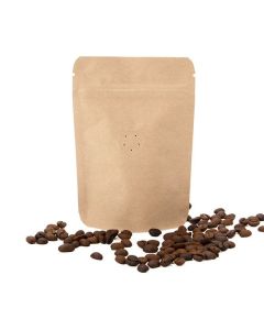 ZBGM2K Kraft Metallized Stand Up Zipper Pouch with Valve -  4" x 2 3/8" x 6"