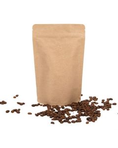 ZBGM3K Kraft Metallized Stand Up Zipper Pouch with Valve - 5 1/8" x 3 1/8" x 8 1/8"