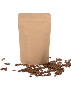 ZBGM7K Kraft Metallized Stand Up Zipper Pouch with Valve - 5 7/8" x 3 1/2 x 9 1/8"