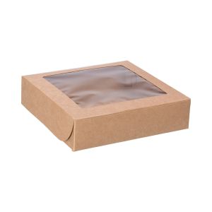 CBHW10102K Lock Corner Bakery Box with Window (Kraft) - 10