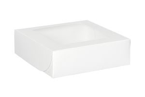 CBHW10103W Lock Corner Bakery Box with Window (White) - 10