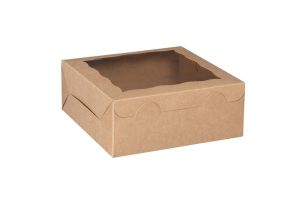 CBHW10104K Lock Corner Bakery Box with Window (Kraft) - 10