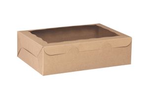 CBHW14104K Lock Corner Bakery Box with Window (Kraft) - 14