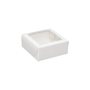 CBHW662W Lock Corner Bakery Box with Scalloped Window (White) - 6