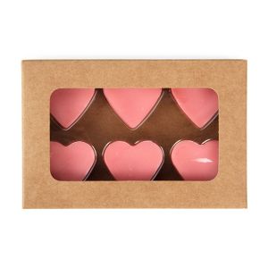 CNDYH275 Heart-shaped Kraft Artisan Candy Box Set (Holds 6) – 2 3/4