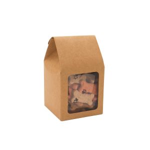 FS320 Kraft Tapered Box with Window – 3 ½” x 3 ½” x 6 ½”