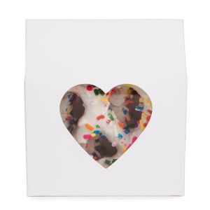 FS342 White Favour Box with Heart Shaped Window - 3 1/2