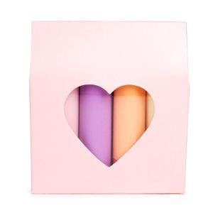FS344 Pink Favour Box with Heart Shaped Window - 3 1/2
