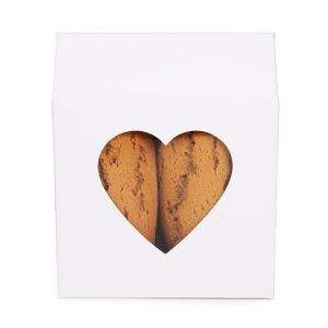 FS348 White Favour Box with Heart Shaped Window - 4 1/8