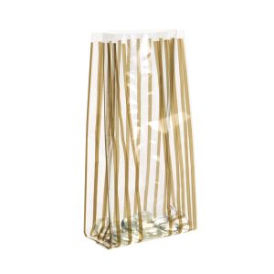 G3VSG Vertical Stripe Gold Printed Gusset Bag - 3 1/2