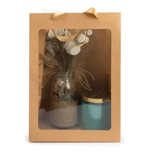 GMBW3K Kraft Merchandise Gift Bag with Window - 9 13/16