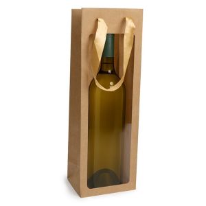 GMBW4K Kraft Merchandise Gift Bag with Window - 4 15/16