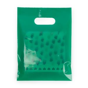 H1215GR1 Green Die Cut Handle Shopping Bags - 12