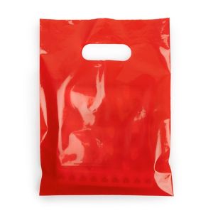 H1215RD1 Red Die Cut Handle Shopping Bags - 12