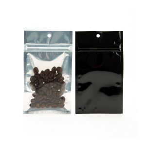 HZBB3CB Zip Top Hanging  Bag – Clear Front/Black Back – 3” x 4 ½”