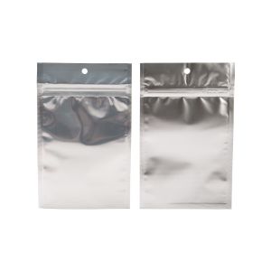 HZBB4S Zip Top Hanging Bag – Clear Front/Silver Back – 3 5/8” x 5”