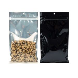 HZBB6CB Zip Top Hanging  Bag – Clear Front/Black Back – 5” x 8 3/16”