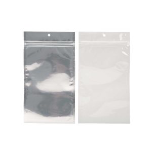 HZBB6CW Zip Top Hanging  Bag – Clear Front/White Back – 5” x 8 3/16”