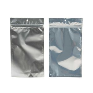 HZBB6S Zip Top Hanging  Bag – Clear Front/Silver Back – 5” x 8 3/16”