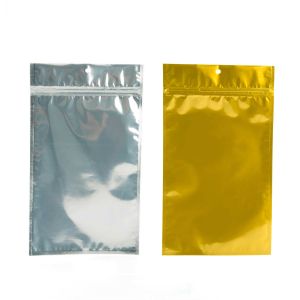 HZBB7CG Zip Top Hanging  Bag – Clear Front/Gold Back – 6” x 9 ¼”