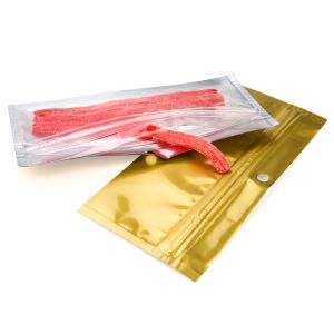 HZBB8CG Zip Top Hanging  Bag – Clear Front/Gold Back – 5 ½” x 1 ¾”