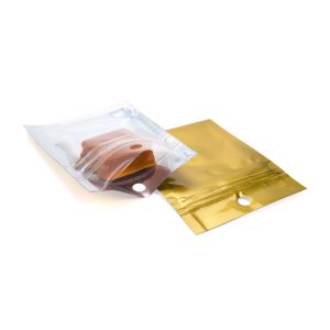 HZBB9CG Zip Top Hanging  Bag – Clear Front/Gold Back – 2” x 2”