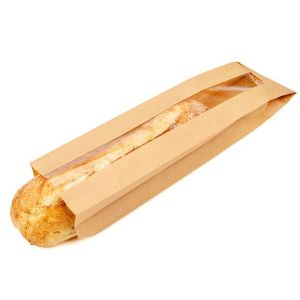 KBB1 Kraft Bread Bag with Window - 3 1/2